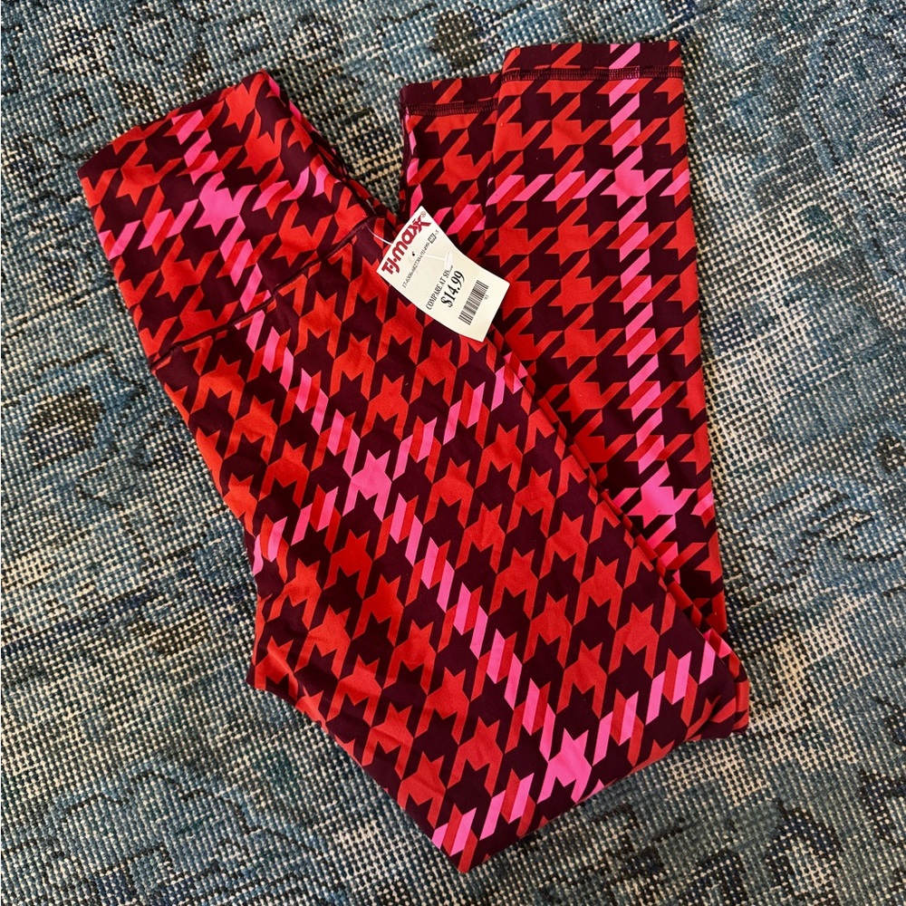 Aerie Houndstooth Leggings - Red and Pink